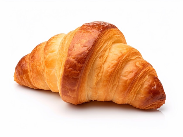 Un croissant con un croissant su sfondo bianco