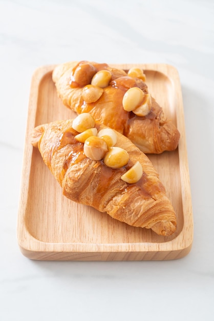 Croissant with macadamia and caramel