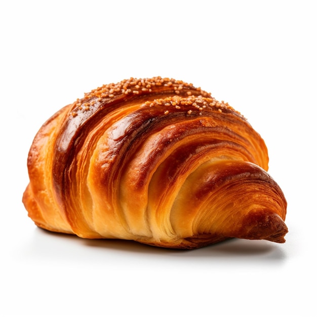 A croissant with sesame seeds on top