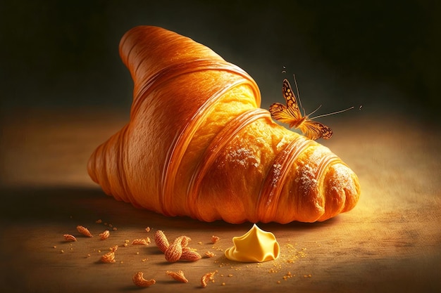 Croissant with soft golden crust and fresh butter