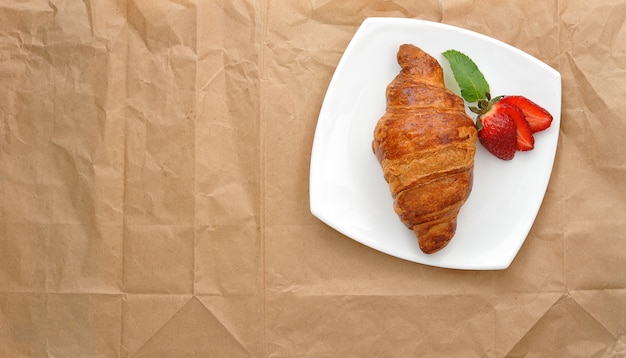 Croissant with strawberry