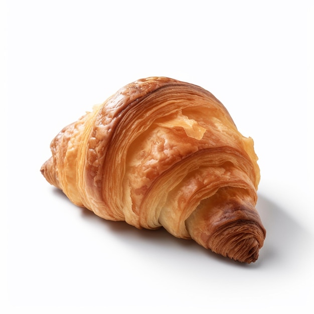 A croissant with a white background and the word croissant on it.