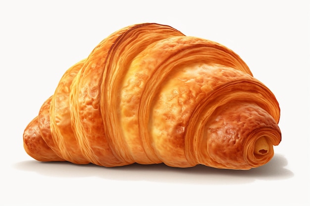 A croissant with a white background and the word croissant on it.