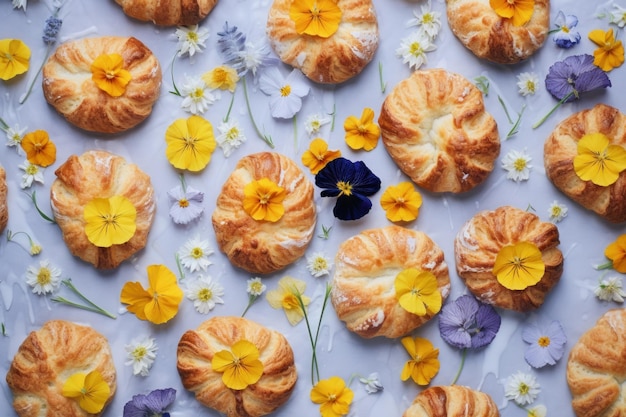 Croissants Amidst Spring Blossoms art installation for photo studio