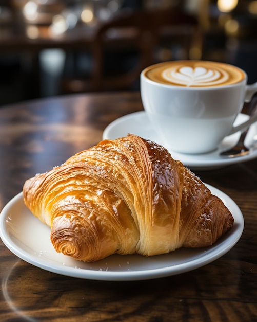 Croissants coffee Continental breakfast AI Generated