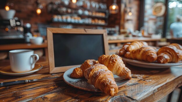 Croissants and Coffee on Table