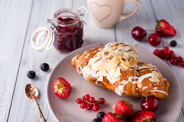 Croissants, corn flakes and berries