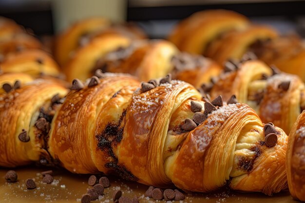 Croissants met chocolade erop