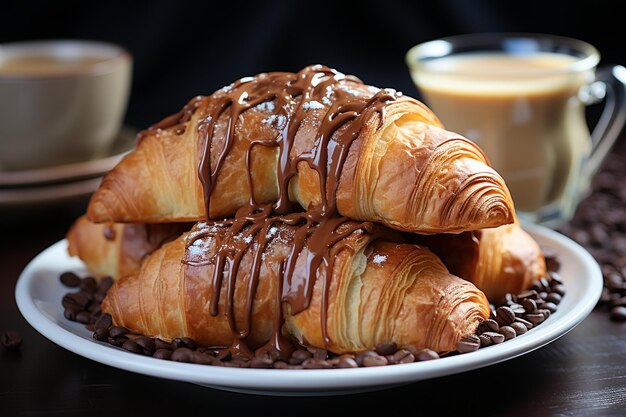 Foto croissants met chocoladecreme