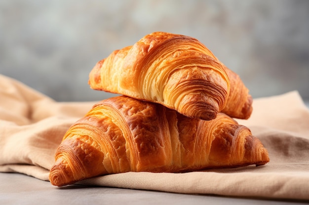 Croissants on a minimalist concrete background