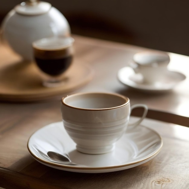 croissants op een bruine houten tafel koffie en koffie gelukkige koffie dag