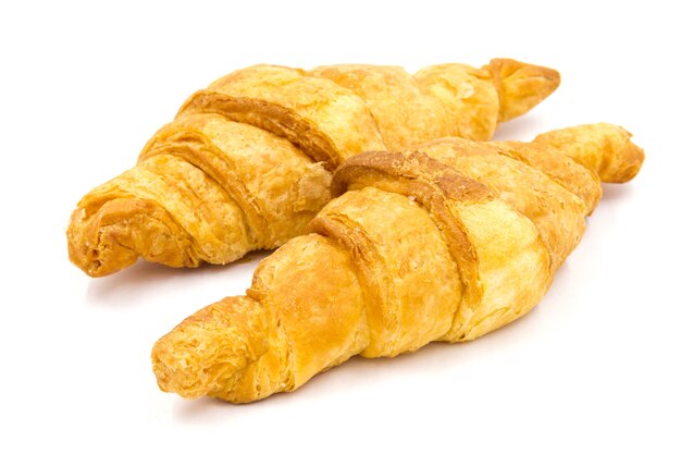 Croissants on white background.