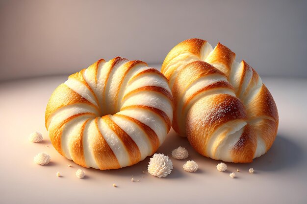 Croissants on white background