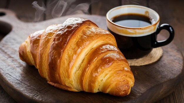 Croissants with coffee cup