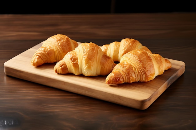 Croissants on a wooden cutting board