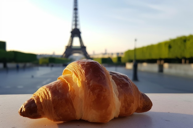 Foto croissantvoedsel uit parijs genereer ai