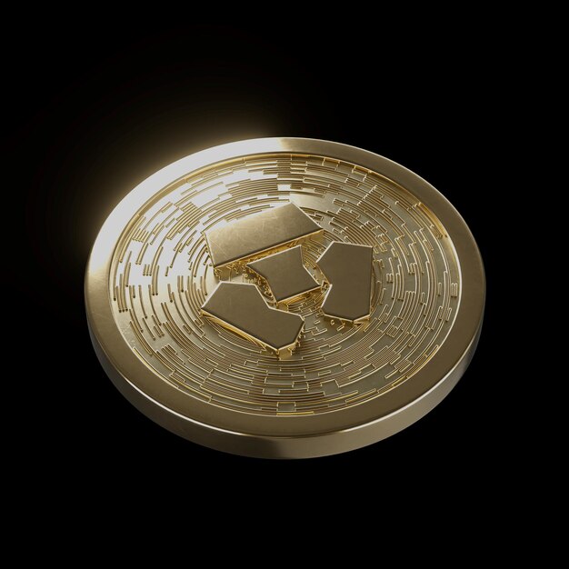 Cronos Crypto Realistic Gold Coin Minimal Isolated 3D Illustration Background