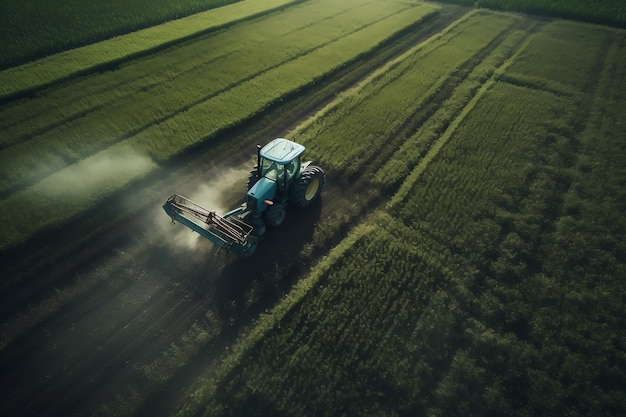 Crop Caretaker Capturing a Tractor39s Vital Role from Above Generative By Ai