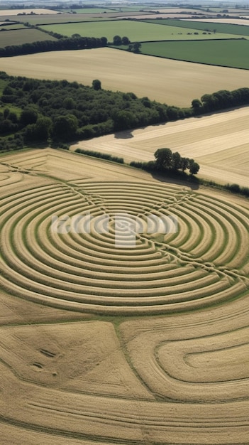 crop circles in a field aerial view