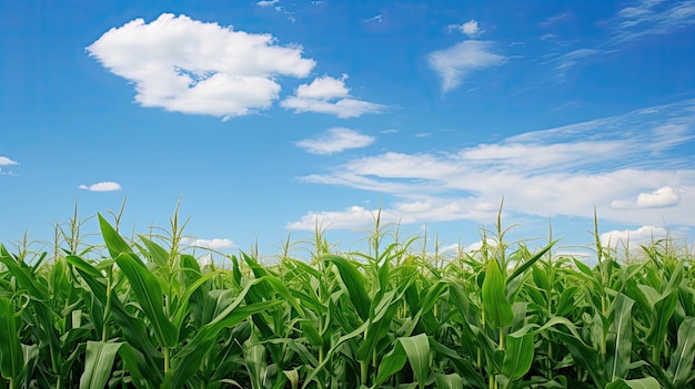 Crop corn field with weeds