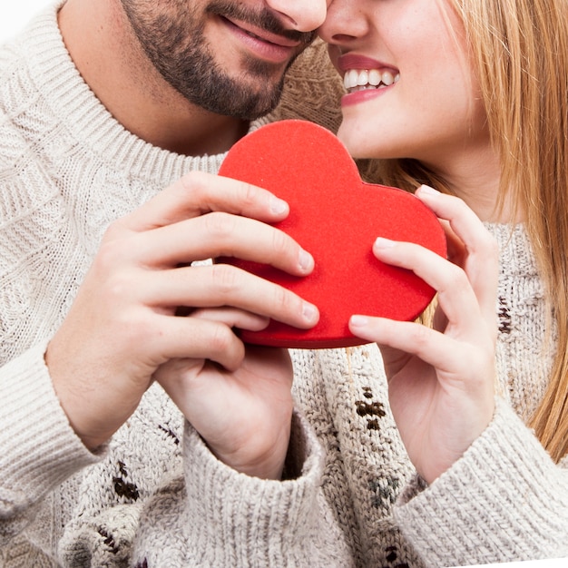 Crop couple with lovely heart