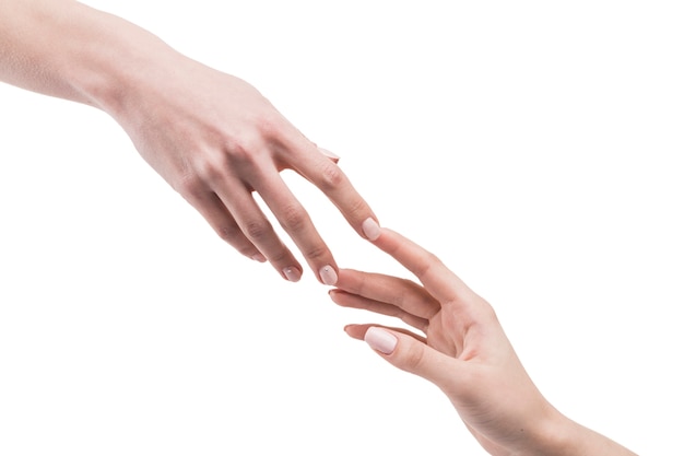 Photo crop hands touching each other