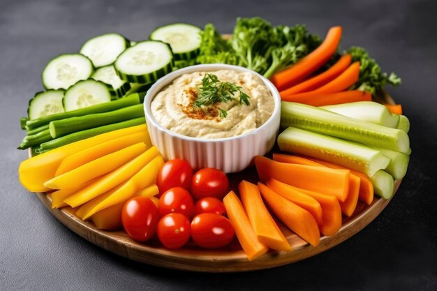 Crop shot of plate with colorful healthy sliced vegetables