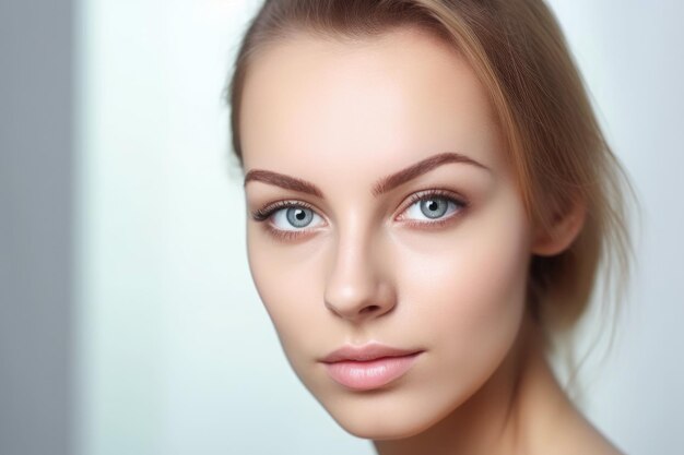 A cropped close up view of a confident young woman posing in a towel