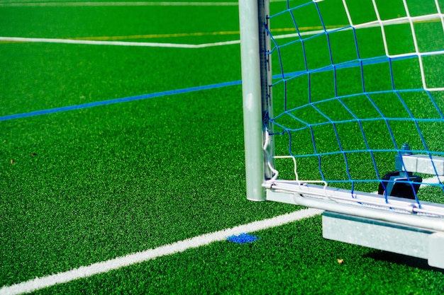 Cropped goal post on soccer field