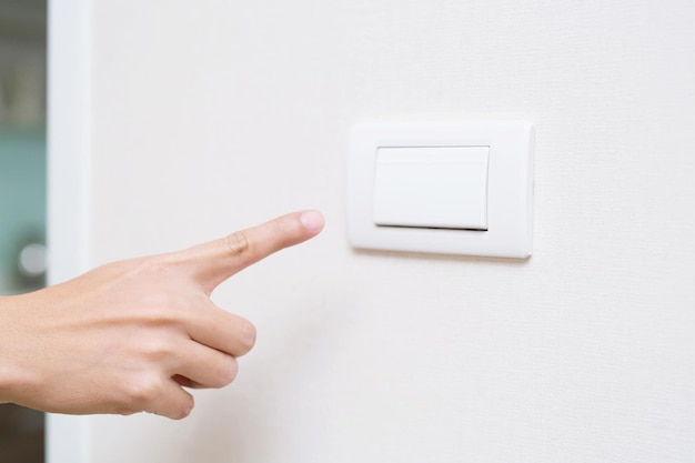 cropped hand by push button