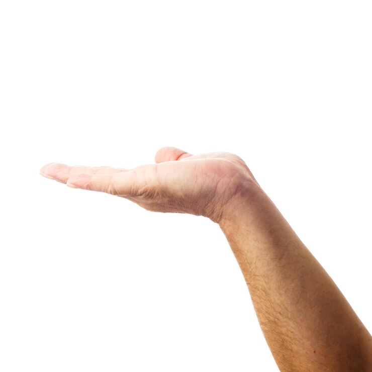 Photo cropped hand gesturing against white background