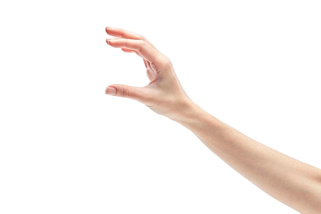 Cropped hand gesturing against white background