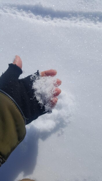 雪を握る切断された手