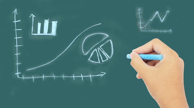 cropped hand of person drawing diagram on board
