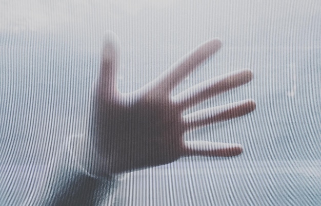 cropped hand of woman on glass