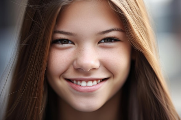 Cropped image of an attractive young high school girl smiling at you created with generative ai