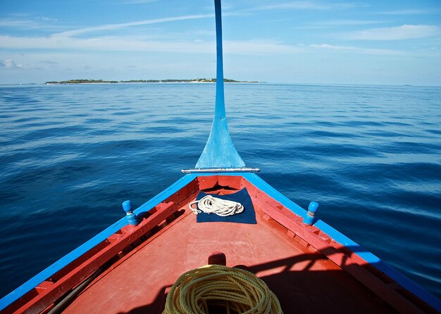 Cropped image of boat on sea