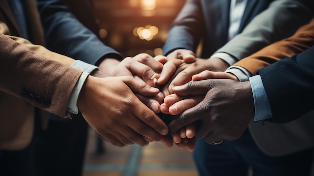 Обрезанное изображение разнообразных людей, держащих друг друга за руки в кругу, совместная работа, единство, дружба, поддержка, поддержку, сплоченность.