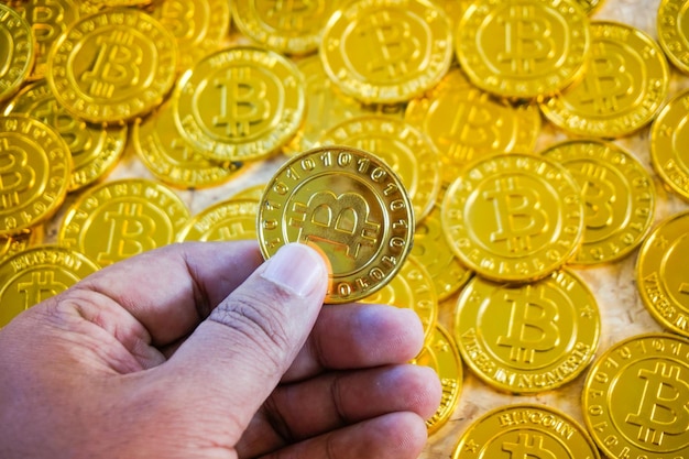 Cropped image of hand holding bitcoin