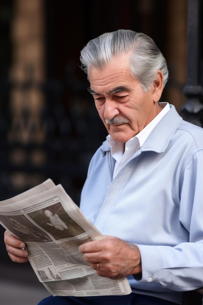 Foto immagine ritagliata di un uomo che legge il giornale creato con l'ai generativa