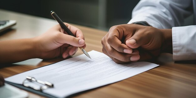 Photo cropped image of patient and doctor holding hands