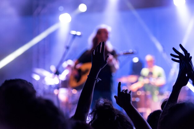 Photo cropped image of people enjoying at music concert