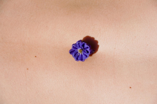 Photo cropped image of woman with purple flower