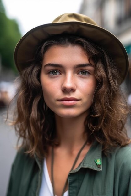 Cropped portrait of an attractive young female tourist in the city created with generative ai