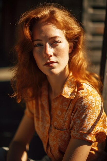 Обрезанный портрет привлекательной молодой женщины, сидящей на улице на солнце