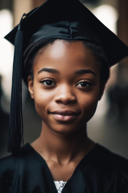 cropped portrait of a female student on graduation day created with generative ai