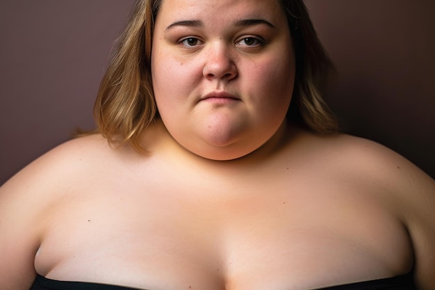 Cropped portrait of an overweight woman in her created with generative ai