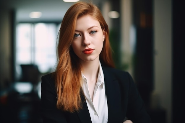 Cropped portrait of a young woman in an office