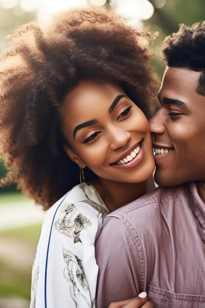 Cropped shot of an affectionate young couple enjoying a day outdoors created with generative ai