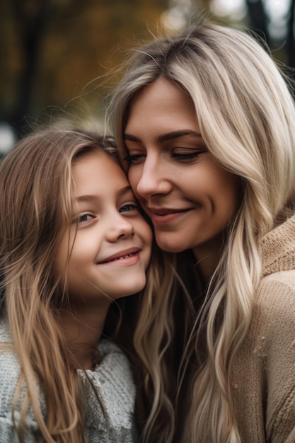 cropped shot of an affectionate young mother and daughter in the park created with generative ai